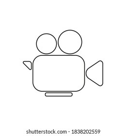 Icono de la línea delgada de la cámara de vídeo. Símbolo lineal del cine aislado en fondo blanco