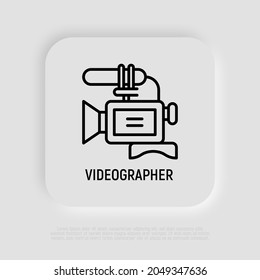 Video camera thin line icon. Modern vector illustration for videographer logo.