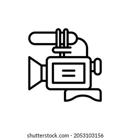 Video Camera Thin Line Icon. Modern Vector Illustration For Videographer Logo.