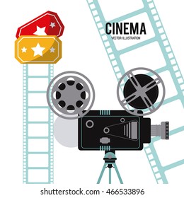 video camera ticket movie film reel cinema icon. Colorfull illustration. Vector graphic