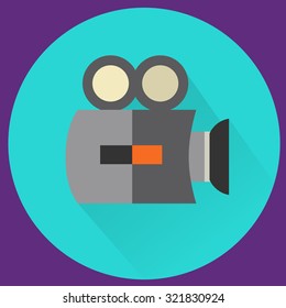 Video camera trendy flat detailed colored icons on colored circles