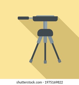 Video camera tripod icon. Flat illustration of video camera tripod vector icon for web design