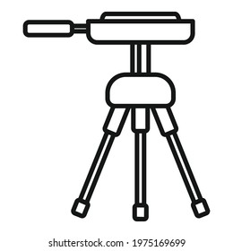 Video camera tripod icon. Outline video camera tripod vector icon for web design isolated on white background