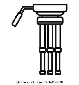 Vector de contorno de icono de trípode de cámara de vídeo. Soporte de teléfono móvil. Trípode de película de estudio