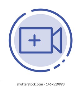 Video, Camera, Ui Blue Dotted Line Line Icon. Vector Icon Template background