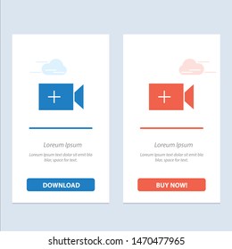 Video, Camera, Ui  Blue and Red Download and Buy Now web Widget Card Template. Vector Icon Template background