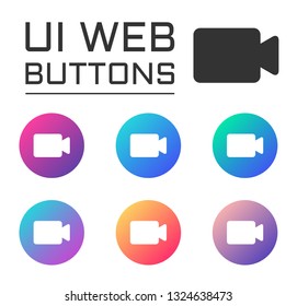 video camera ui web button. vector icons on trendy gradients for web, mobile and user interface design