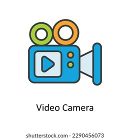 Video Camera Vector   Fill outline Icons. Simple stock illustration stock
