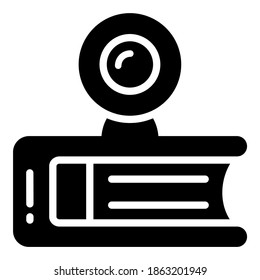video camera vector glyph icon, school and education icon