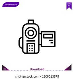 Video camera vector icon. Best modern, simple, isolated, flat icon for website design or mobile applications, UI / UX design vector format.