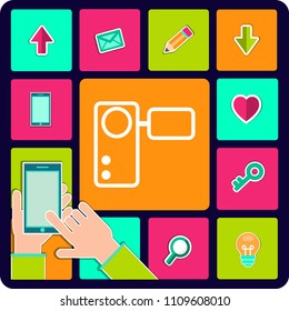 video camera vector icon. Camcorder