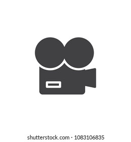 Video camera vector icon. filled flat sign for mobile concept and web design. Vintage movie projector simple solid icon. Symbol, logo illustration. Pixel perfect vector graphics