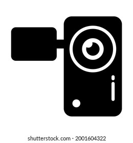 Icono vector de cámara de vídeo- Ilustración vectorial de alta calidad estilo glifo.