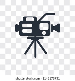 Video camera vector icon isolated on transparent background, Video camera logo concept