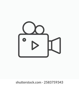 Video camera vector icon isolated in black line