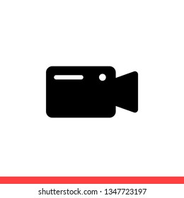 Video camera vector icon, movie symbol. Simple, flat design for web or mobile app