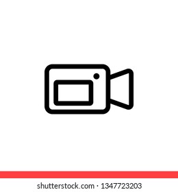 Video camera vector icon, movie symbol. Simple, flat design for web or mobile app