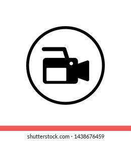 Video camera vector icon, movie symbol. Simple, flat design for web or mobile app