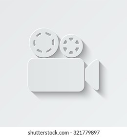 video camera vector icon - paper illustration