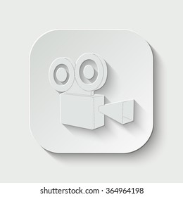 video camera vector icon - paper illustration