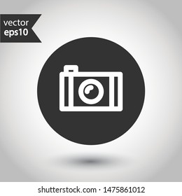 Video camera vector icon. Photo camera vector icon. Camera sign. EPS 10 symbol. Round icon design
