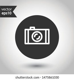 Video camera vector icon. Photo camera vector icon. Camera sign. EPS 10 symbol. Round icon design