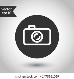 Video camera vector icon. Photo camera vector icon. Camera sign. EPS 10 symbol. Round icon design
