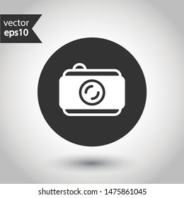Video camera vector icon. Photo camera vector icon. Camera sign. EPS 10 symbol. Round icon design