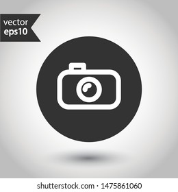 Video camera vector icon. Photo camera vector icon. Camera sign. EPS 10 symbol. Round icon design