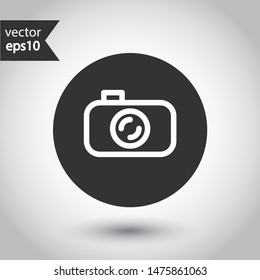 Video camera vector icon. Photo camera vector icon. Camera sign. EPS 10 symbol. Round icon design