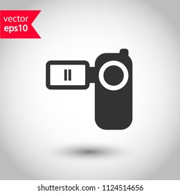 Video camera vector icon. REC icon. EPS 10 vector sign. Studio background. 