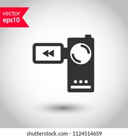 Video camera vector icon. REC icon. EPS 10 vector sign. Studio background. 