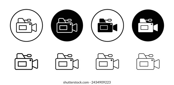 Video camera vector icon set collection. Video camera Outline flat Icon.