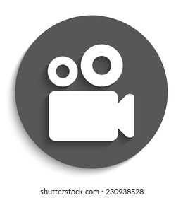  Video camera  - vector icon with shadow on a round grey button