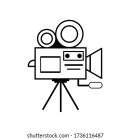 fondo blanco del icono del vector de cámara de vídeo 