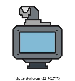 Icono vectorial de cámara de vídeo.Icono vector de color aislado en cámara de vídeo de fondo blanco.