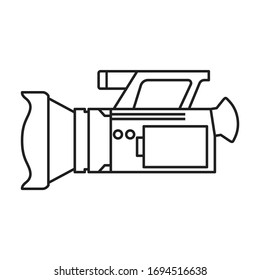 Icono vectorial de cámara de vídeo.Icono vector de contorno aislado en cámara de vídeo de fondo blanco.