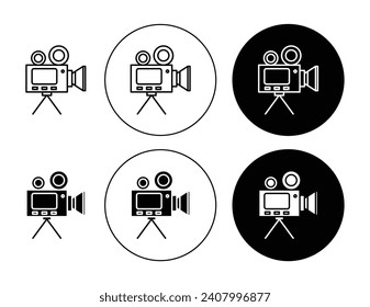 Conjunto de ilustraciones vectoriales de cámara de vídeo. Film Camcorder and Cinema Movie Maker Iniciar sesión adecuado para aplicaciones y sitios web estilo de diseño de interfaz de usuario.