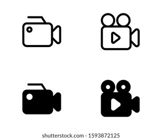 Video camera vector line and solid style icon on white background. EPS 10