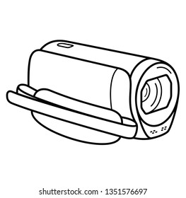 Video camera. Vector outline icon isolated on white background.