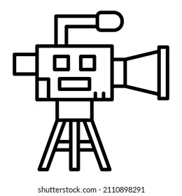 Icono De Contorno De Vector De Cámara De Vídeo Aislado En Fondo Blanco
