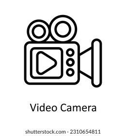 Ilustración de diseño de iconos del contorno del vector de cámara de vídeo. Símbolo de interfaz de usuario en fondo blanco archivo EPS 10