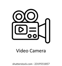 Vektorgrafik-Vektorgrafik-Design-Illustration der Videokamera. Netzwerk- und Kommunikationssymbol auf weißem Hintergrund EPS10-Datei
