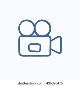 Video camera vector sketch icon isolated on background. Hand drawn Video camera icon. Video camera sketch icon for infographic, website or app.