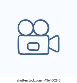 Video camera vector sketch icon isolated on background. Hand drawn Video camera icon. Video camera sketch icon for infographic, website or app.