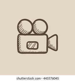 Video camera vector sketch icon isolated on background. Hand drawn Video camera icon. Video camera sketch icon for infographic, website or app.