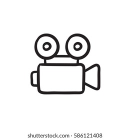 Video camera vector sketch icon isolated on background. Hand drawn Video camera icon. Video camera sketch icon for infographic, website or app.