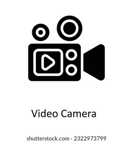 Video Camera  Vector   solid Icon Design illustration. Multimedia Symbol on White background EPS 10 File