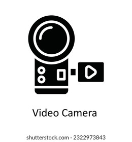 Video Camera Vector   solid Icon Design illustration. Multimedia Symbol on White background EPS 10 File