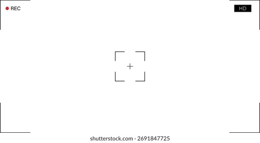 Video camera viewfinder . Camera display full hd format. Video filming screen . Camera frame. Video screen with rec, viewfinder. Background for record movie. Display with focus, time, battery for vide